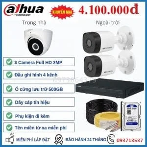 Trọn bộ dahua 3 camera tầm trung